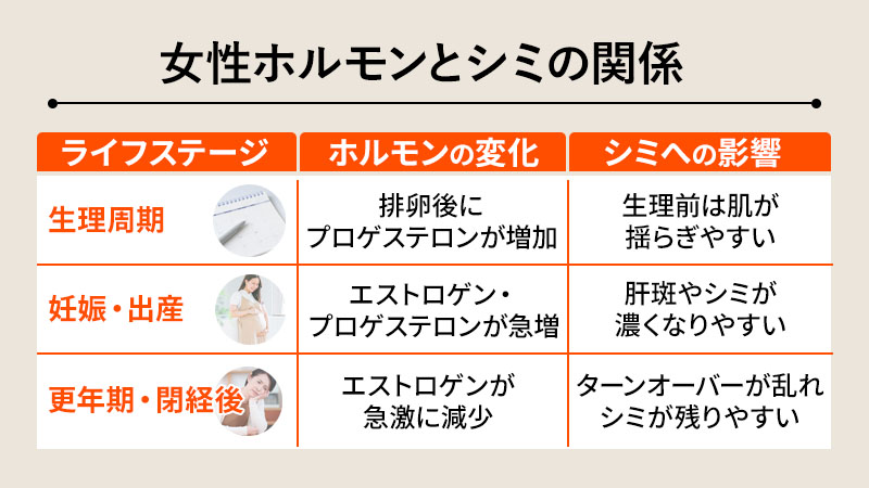 【ライフステージ別】女性ホルモンとシミの関係