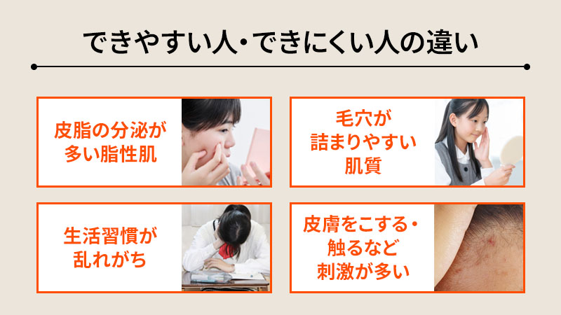 思春期ニキビができやすい人・できにくい人の違い