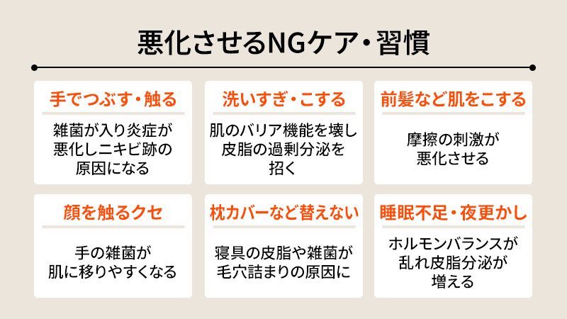 思春期ニキビを悪化させるNGケア・習慣