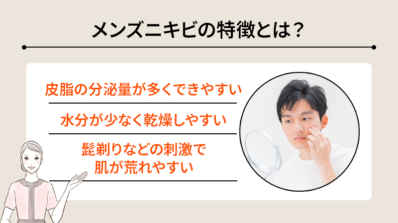 メンズニキビの特徴とは？女性のニキビとの違い