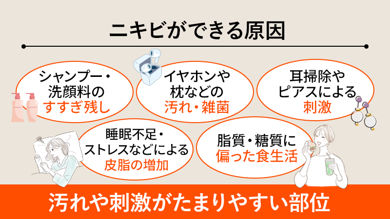 耳にニキビができる原因とは？
