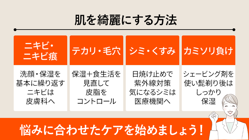 【悩み別】男の肌を綺麗にする方法